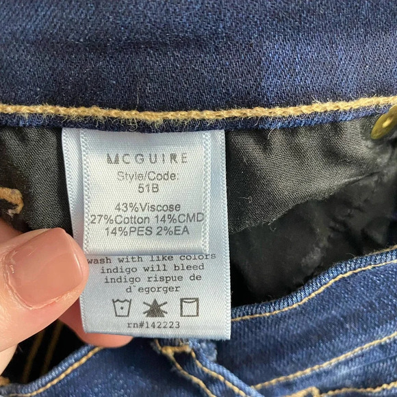 MCGUIRE‎ Newton Splatter Skinny Jeans in Dark Wash Blue Size US 25 - Picture 11 of 11